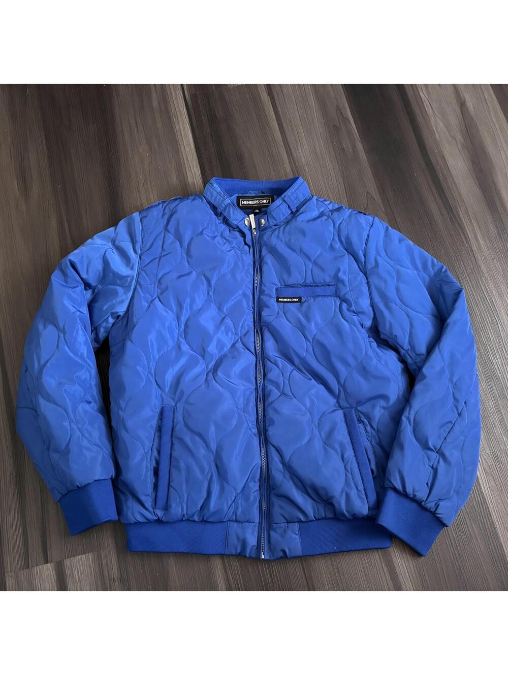 Member's Only Bomber Jacket Boys Size 18 Quilted Puffer Blue